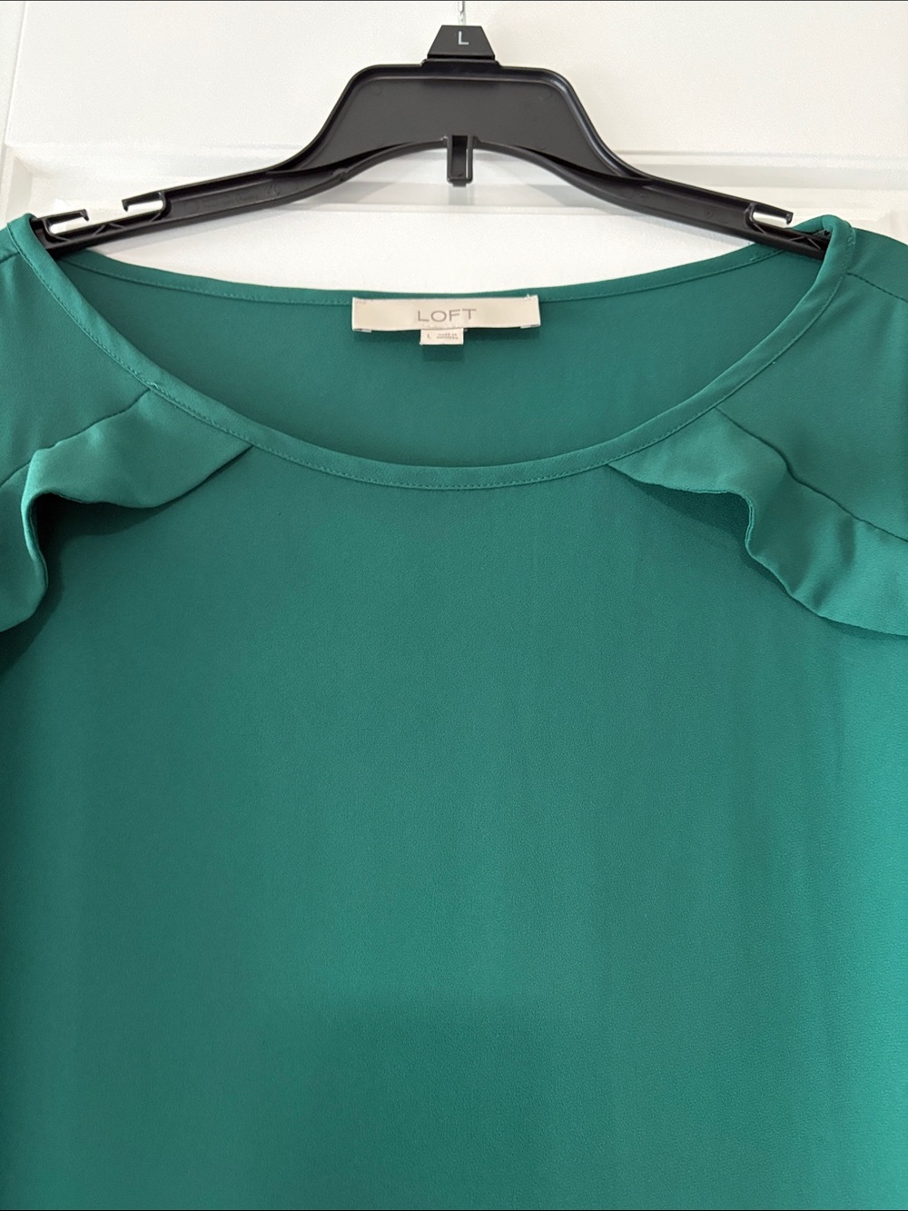 LOFT Green Ruffle-Trim Blouse - Picture 6 of 8